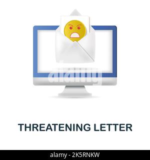 Symbol für bedrohlichen Brief. 3D Illustration aus der Belästigungs-Sammlung. Creative Bedrohungs Brief 3D Symbol für Web-Design, Vorlagen, Infografiken und Stock Vektor