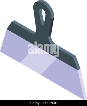 Isometrischer Vektor des Kittmesser-Symbols. Hausreparatur. Die Tür war alt Stock Vektor