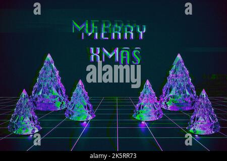 Cyber Xmas Motion Glitch verflochten verzerrten strukturierten futuristischen Hintergrund Stockfoto