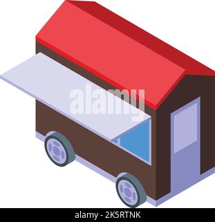 Isometrischer Vektor für Street-Shop-Symbol. Stand für Lebensmittel. Marktsnack Stock Vektor