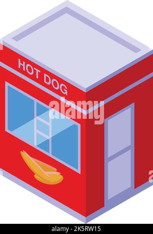 Isometrievektor für Snack-Markt-Symbol. Hot Dog. Lebensmittel für Verkäufer Stock Vektor