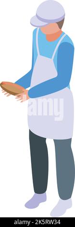 Isometrischer Vektor des Hotdog-Symbols des Verkäufers. Stand für Lebensmittel. Schneller Markt Stock Vektor