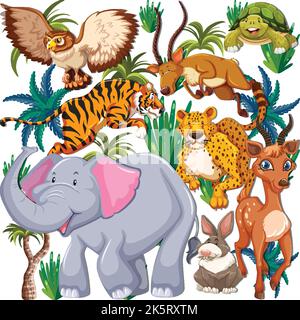 Niedliche wilde Tiere nahtlose Muster Illustration Stock Vektor