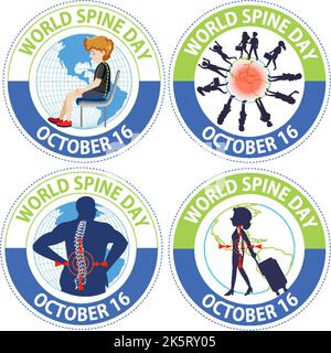 Satz von Welt Wirbelsäule Tag Symbole Illustration Stock Vektor