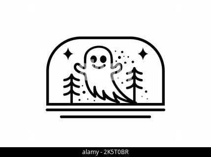 Eine bearbeitbare Illustration eines fliegenden Geistes auf weißem Hintergrund - Halloween-Hintergrund Stock Vektor