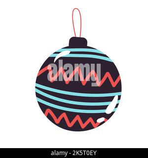 Weihnachtsbaum Spielzeug. Golden Ball isoliert auf weißem Hintergrund. Set von handgezeichneten weihnachtskugeln Dekoration isolierte Elemente. Kritzeleien und Skizzen V Stock Vektor