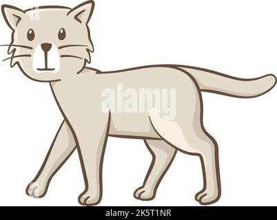 Niedliche Illustration einer kleinen Katze, die uns beim Gehen anschaut. Vektorgrafik auf weißem Hintergrund. Stock Vektor