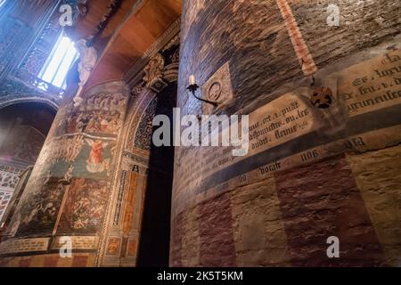 Fresko „das jüngste Gericht“ mit den Qualen der Verurteilten. Kathedrale Basilika der Heiligen Cecilia (auch als Albi-Kathedrale bekannt). Erbaut zwischen 1282 und 148 Stockfoto