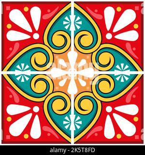 Mexikanische talavera Fliesen nahtlose Muster Vektor 4 Designs mit Blumen, Wirbel Stock Vektor