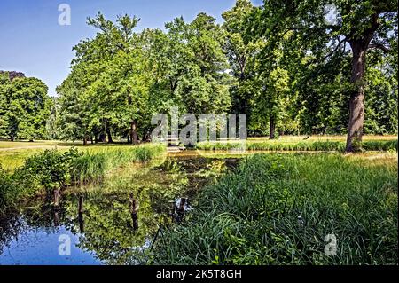 Schloss Lübbenau und Schlosspark im Spreewald, Mark Brandenburg; Schloss Lübbenau Stockfoto