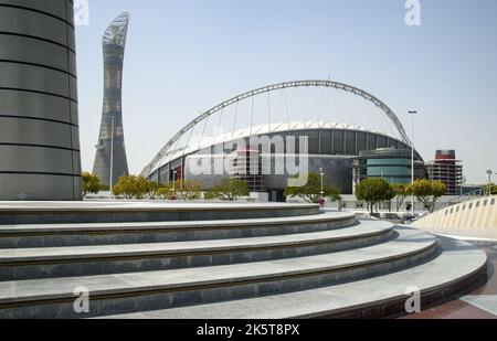 2022-10-06 12:03:38 Foto aufgenommen am 06. Oktober 2022.Eine allgemeine Ansicht des Khalifa International Stadium in Doha - Katar. Vor der FIFA-Fußballweltmeisterschaft 2022. niederlande aus - belgien aus Stockfoto