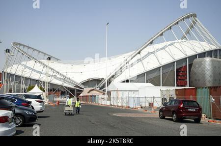 2022-10-06 11:46:47 Foto aufgenommen am 06. Oktober 2022.Eine allgemeine Ansicht des Khalifa International Stadium in Doha - Katar. Vor der FIFA-Fußballweltmeisterschaft 2022. niederlande aus - belgien aus Stockfoto