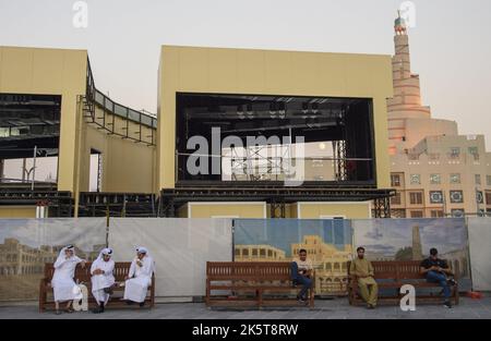 2022-10-08 17:15:11 Foto aufgenommen am 08. Oktober 2022. Allgemeine Ansicht der Bauarbeiten an einer Fanzone in Doha - Katar. Vor der Fußball-Weltmeisterschaft 2022 in Katar. niederlande aus - belgien aus Stockfoto