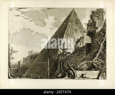 Giovanni Battista Piranesi - die Pyramide des Gaius Cestius in Rom - Ätzen 1700 Stockfoto
