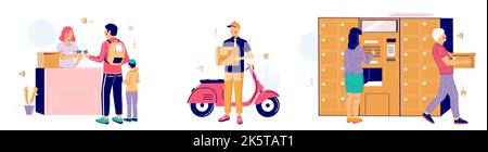 Paketzustellung und Kurier Postdienst Vektor Stock Vektor