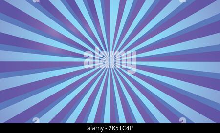 Mittlere blaue Strahlen auf Hintergrundanimation mit Verlauf. Sunburst, radial, Sonnenlicht, Zirkus, Streifen Hintergrund Rotation. Cartoon Sunburst Muster Blau Stock Vektor