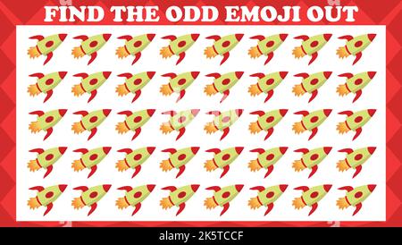 Finde Das Seltsame Emoji Out, Visual Logic Puzzle-Spiel. Aktivitätsspiel Für Kinder. Vektorgrafik. Stock Vektor