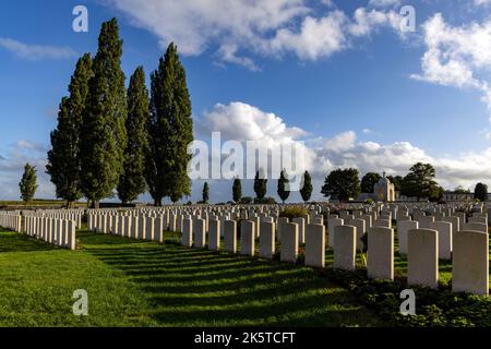 Tyne Cot Commonwealth war Graves Friedhof und Gedenkstätte für die Vermissten für die Toten des Ersten Weltkriegs, Passendale, Westflandern, Belgien. Stockfoto