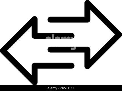 Zwei gegenüberliegende Pfeile tauschen das Vektorsymbol aus. Transferpfeil-Symbol. Verschiedene schwarze Richtungssymbole, Illustration für Webdesign, mobile Apps Stock Vektor