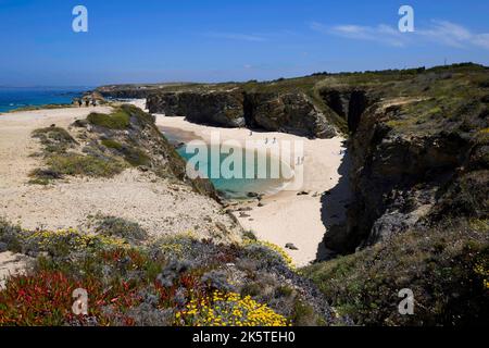 Sandstrand von Samouqueira, Vicentina Küste, Porto Covo, Sines, Alentejo, Portugal Stockfoto