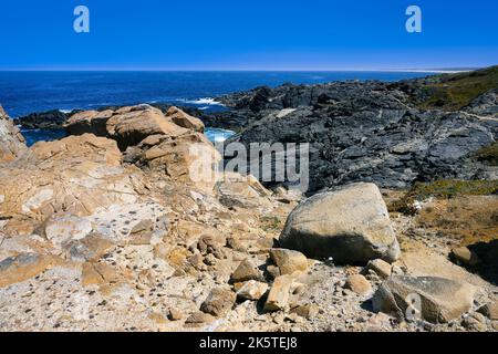 Felsformation, Samouqueira Strand, Vicentina Küste, Porto Covo, Sines, Alentejo, Portugal Stockfoto