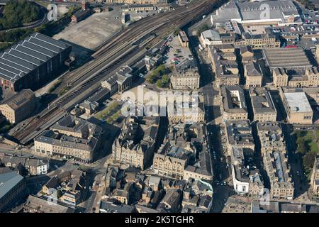 Huddersfield High Street Heritage Action Zone und Huddersfield Railway Station, Kirklees, 2020. Stockfoto