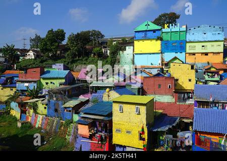 Kampung Tridi, Rainbow Village in Malang, Ost-Java, Indonesien Stockfoto