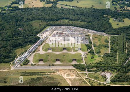 Cruise Missile Shelter Complex, Greenham Common Airbase, West-Bekshire, 2020. Stockfoto