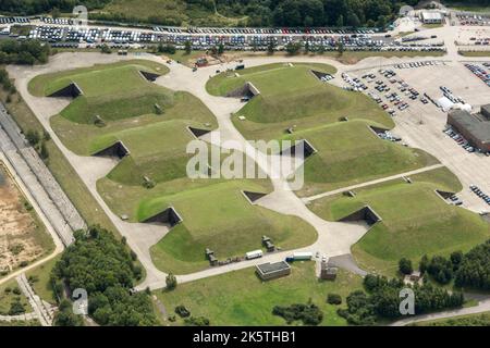 Cruise Missile Shelter Complex, Greenham Common Airbase, West-Bekshire, 2020. Stockfoto