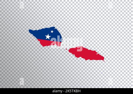 Samoa-Flagge auf der Karte, transparenter Hintergrund, Beschneidungspfad Stockfoto