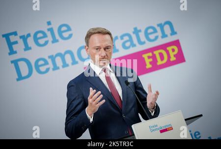 Berlin, Deutschland. 10. Oktober 2022. Christian Lindner, FDP Bundesvorsitzender. Quelle: Kay Nietfeld/dpa/Alamy Live News Stockfoto