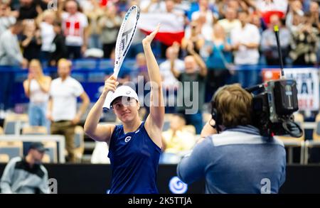 IGA Swiatek aus Polen nach dem Halbfinale des Tennisturniers AGEL Open WTA 500 2022 am 8. Oktober 2022 in Ostrava, Tschechien - Foto: Rob Prange/DPPI/LiveMedia Stockfoto