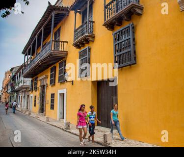 Kolumbien, die alte Stadt Cartagena, ist innerhalb von Mauern und durch den UNESCO-Weltkulturerbe geschützt. Das Haus des doktor, der in dem Buch 'l Stockfoto