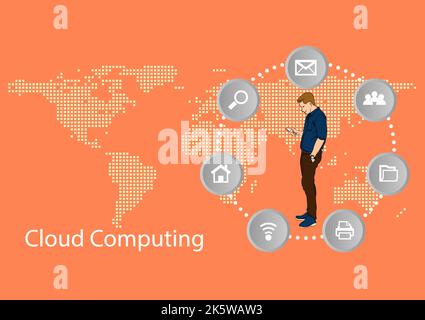 Grafik-Diagramm Cloud Computing Konzept Infrastruktur Link Access Datenmanagement Vektor-Illustration Stock Vektor