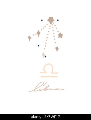 Handgezeichneter Vektor abstrakt Stock Grafik einfache Astrologie himmlische Illustration Konstellation Sammlung moderne künstlerische zeitgenössische Druckvorlage Stock Vektor