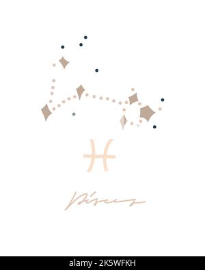 Handgezeichneter Vektor abstrakt Stock Grafik einfache Astrologie himmlische Illustration Konstellation Sammlung moderne künstlerische zeitgenössische Druckvorlage Stock Vektor