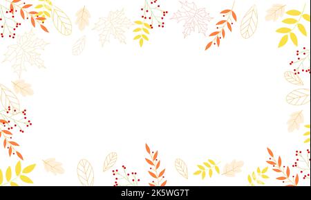 Herbstlicher, sanfter Hintergrund aus Blättern, Ästen und Beeren. Für Ihr Design. Vektorgrafik. Stock Vektor