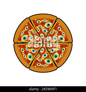 Pizza mit isolierten Augen. Vektorgrafik Stock Vektor