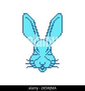 Hase Face Pixel Art. 8 Bitrabbit Schnauze verpixelt Stock Vektor