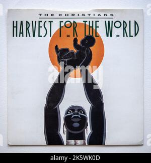 Bildercover der sieben Zoll großen Einzelversion von Harvest for the World by the Christians, die 1993 veröffentlicht wurde. Stockfoto