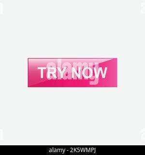 Testen Sie jetzt Web Design Button Vektor. Jetzt testen Web-Button-Symbol auf weißem Hintergrund Stock Vektor