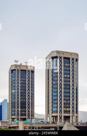 Eric Williams Financial Complex Twin Towers Gebäude Trinidad & Tobago Hochhaus-Bürogebäude Stockfoto