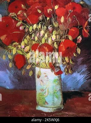 Rote Mohnblumen in Vasenmalerei von Vincent Van Gogh Stockfoto