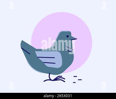 Minimalistischer Clipart aus Taube, moderner flacher Style-Vektor Stock Vektor
