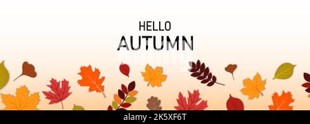 Herbst saisonaler Hintergrund mit herbstlich gefärbten Blättern. Vektorgrafik Stock Vektor