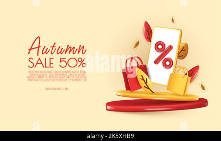Herbst Podium Dekoration Hintergrund mit Herbstblättern. Hintergrund- oder Bannervorlage für die Gestaltung von Herbst- und Herbstbannern Stock Vektor
