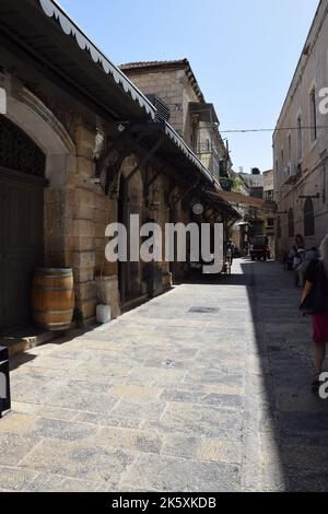 Straßen im christlichen Viertel der Altstadt von Jerusalem während Rosh Hashanah 2022 Stockfoto