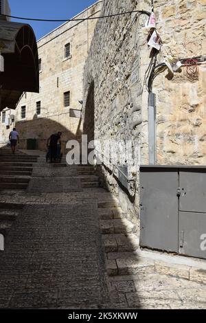 Straßen im christlichen Viertel der Altstadt von Jerusalem während Rosh Hashanah 2022 Stockfoto