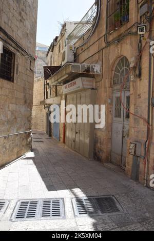 Leere Straßen im christlichen Viertel der Altstadt von Jerusalem während Rosh Hashanah 2022 Stockfoto
