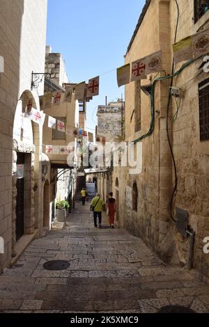 Straßen im christlichen Viertel der Altstadt von Jerusalem während Rosh Hashanah 2022 Stockfoto